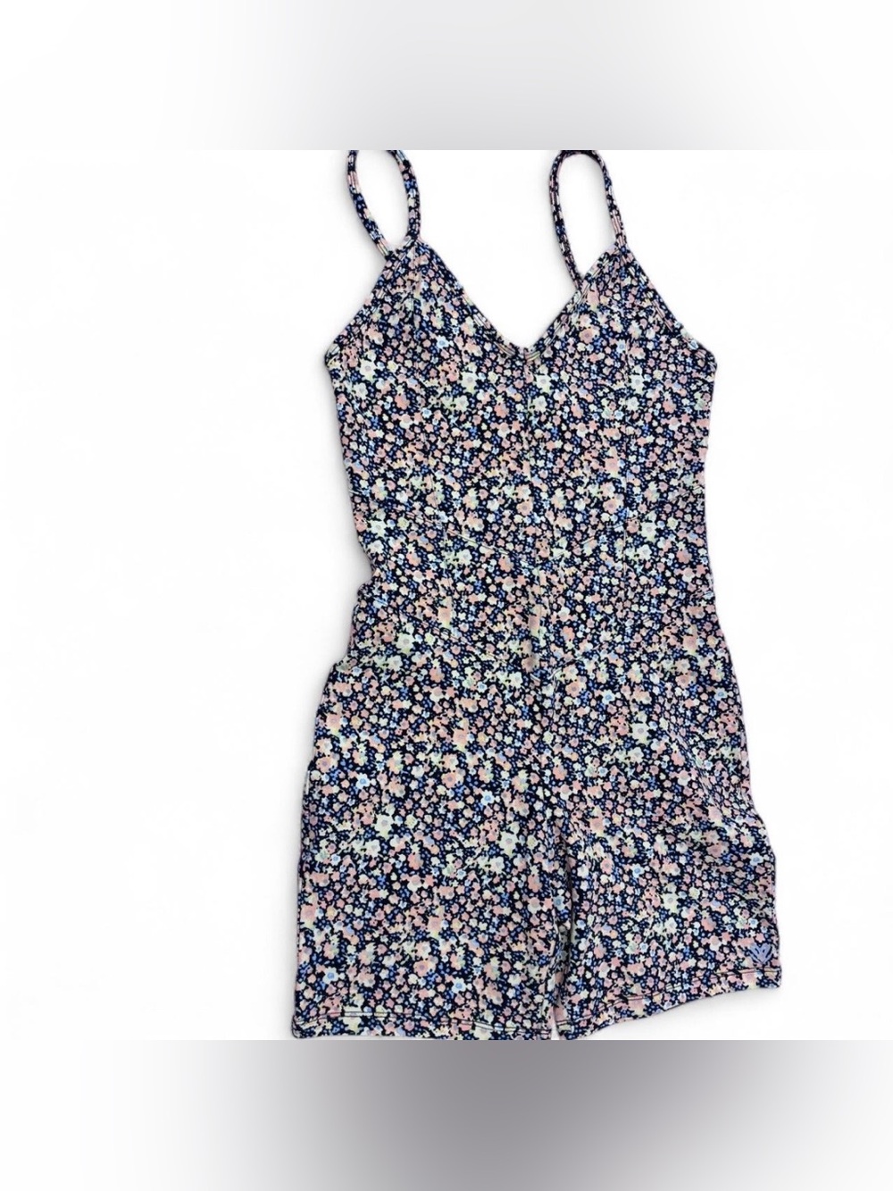 Forever 21 Floral Spaghetti-Strap One-Piece Romper Playsuit Retro NWOT Sz S